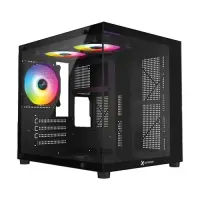 Xtreme M72B M-ATX Mid Tower Black Gaming Desktop Casing With 3 ARGB Fans